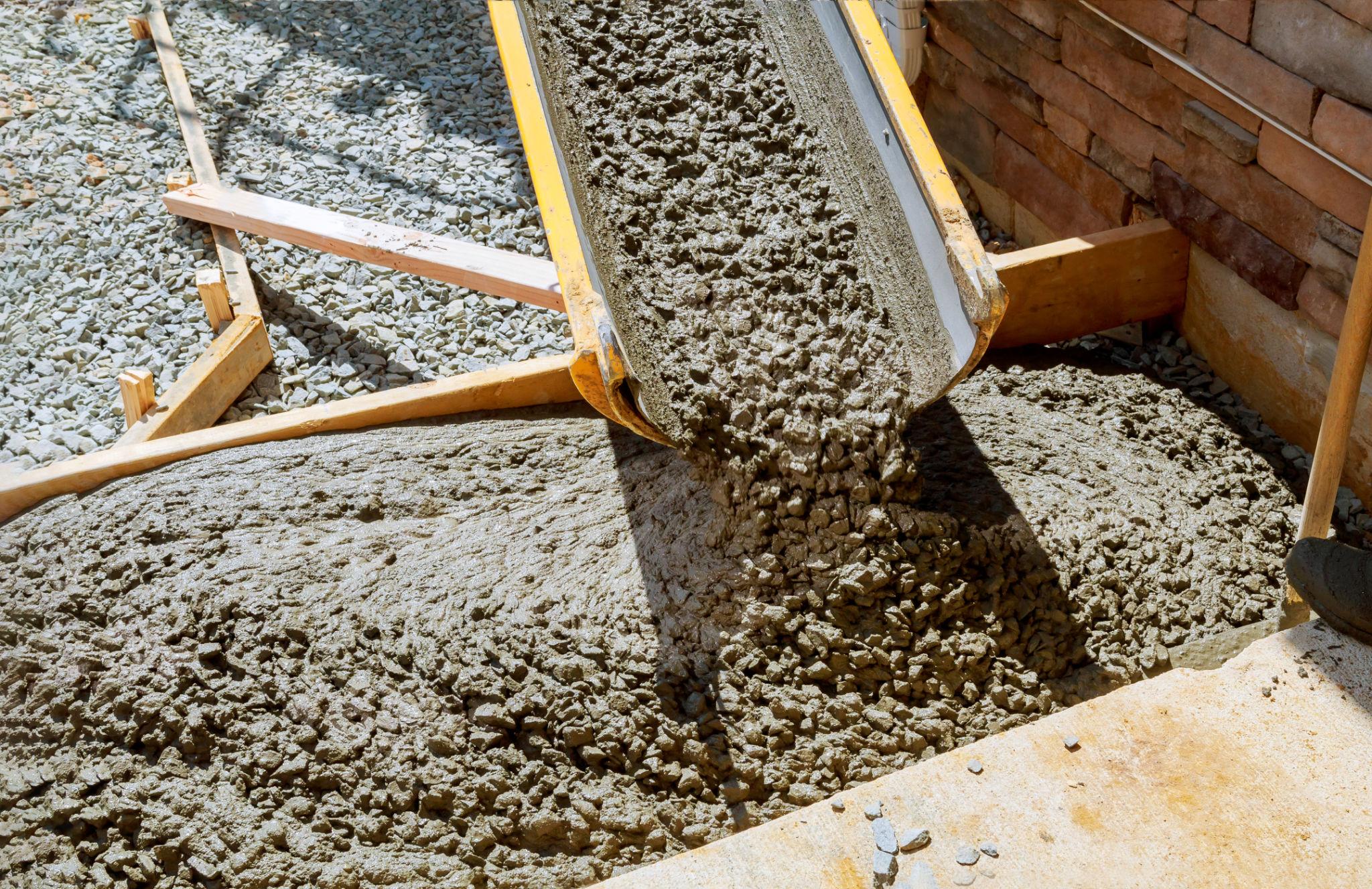 concrete mix being prepared for construction project